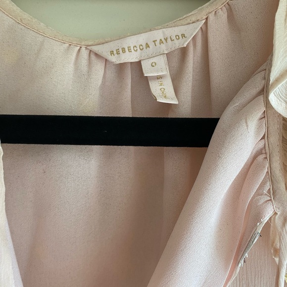 Rebecca Taylor 100% silk pink and metallic dot bohemian peasant blouse | 0 - Picture 3 of 8